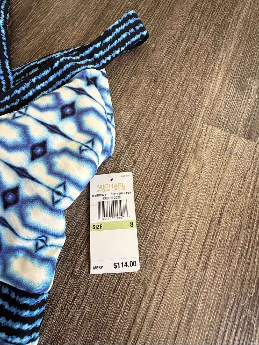 Michael Kors Navy and White Patterned One-Piece Swimsuit